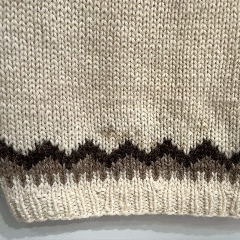 Vintage Icelandic Wool Sweater Hilda Ltd Nordic Fair Isle Cream Beige Brown M - Picture 9 of 10